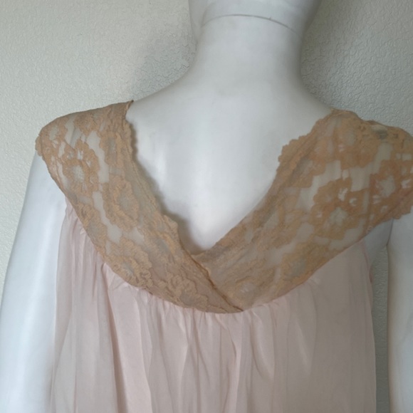 Vintage ILGWU 50’s Pink Nylon Chiffon Lace Layer Nightgown Aristocraft Medium - Picture 11 of 14